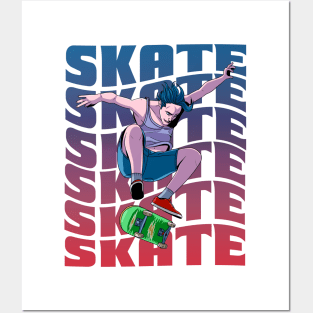 Skateboarder Kickflip Sk8er Boi Skate Skateboarding Posters and Art